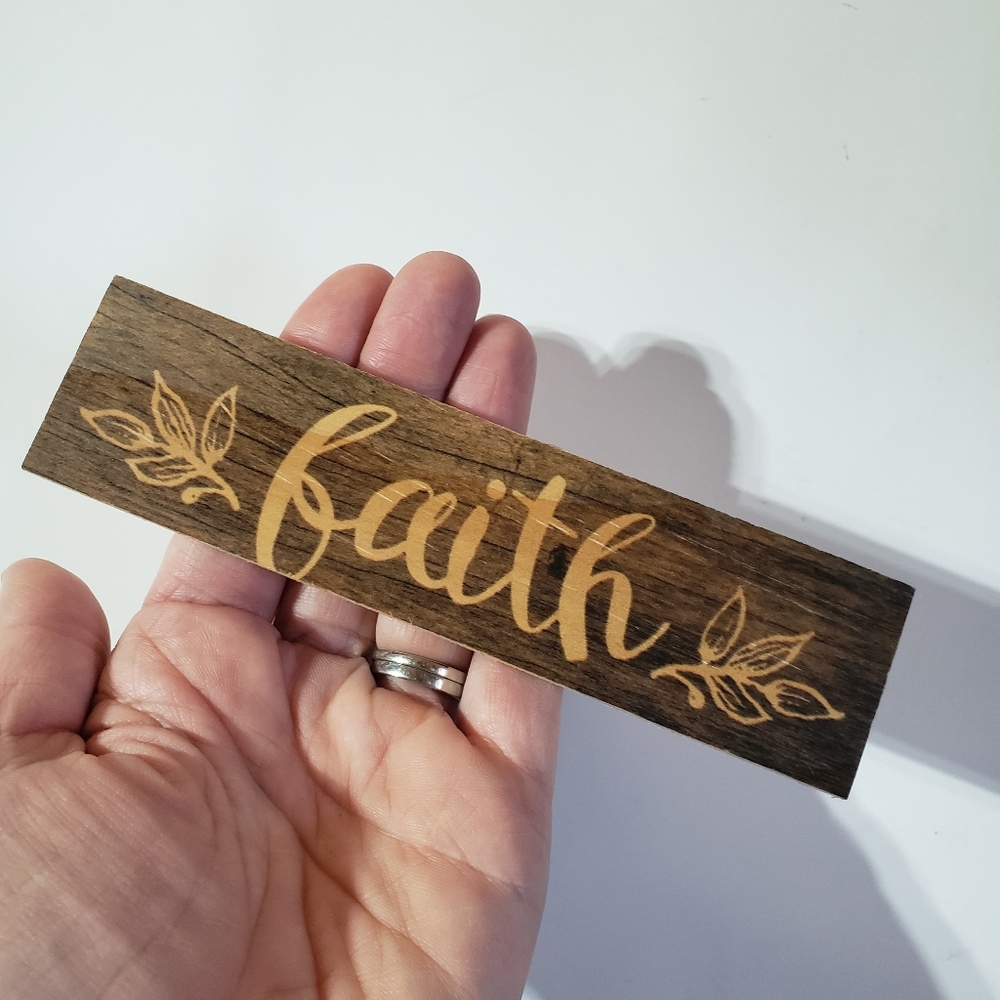 Rustic Brown Faith Wooden Plaque 1" X 6", FREE ADD ON WITH PURCHASE